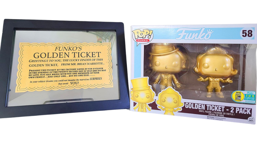 Willy Wonka & Oompa Loompa Golden Ticket - 2 Pack>
<p style=